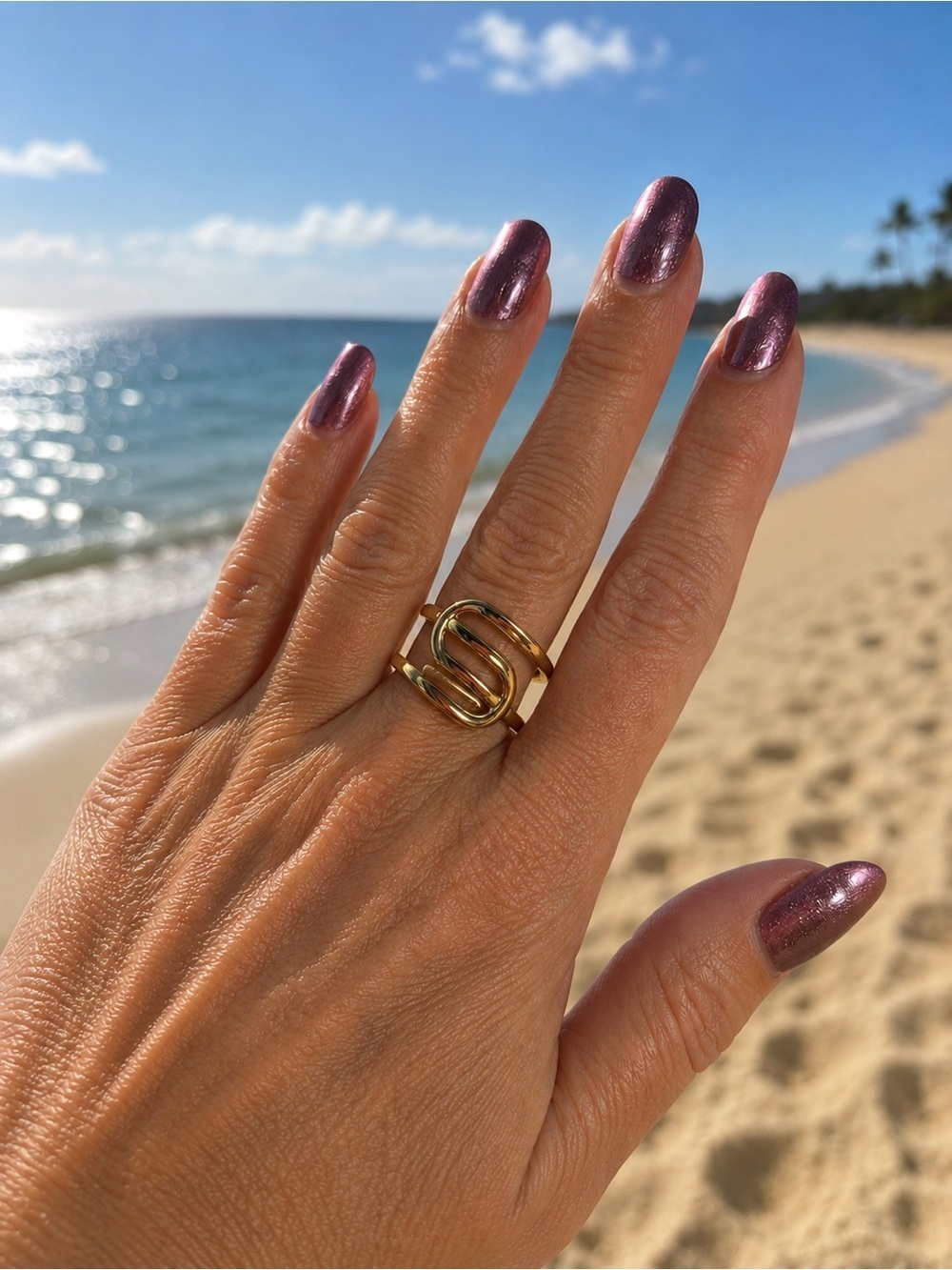 Stainless steel adjustable “S” ring in silver or gold tone